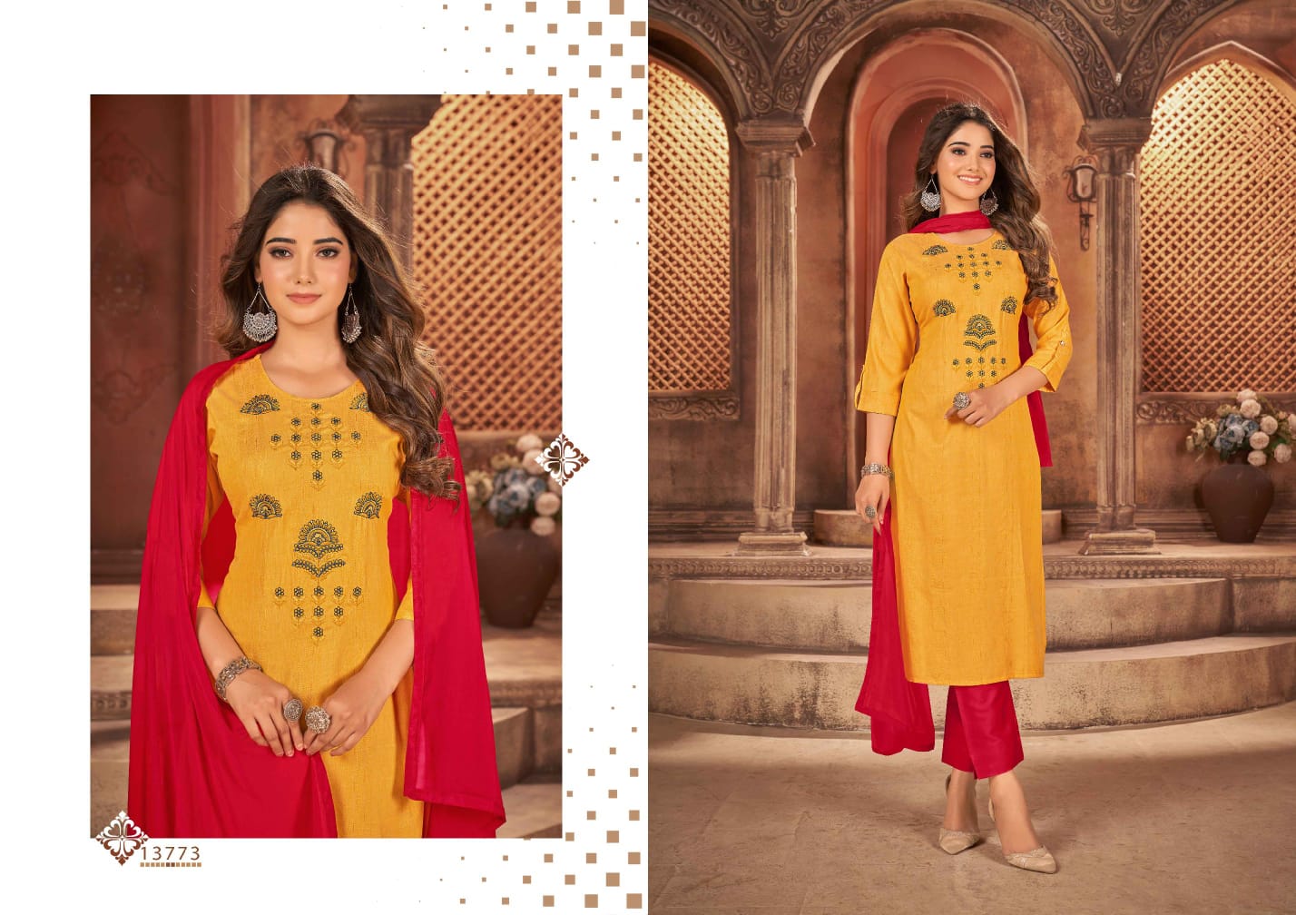 Jigni Kajree By Kalaroop 13770-13773 Readymade Salwar Suits Catalog